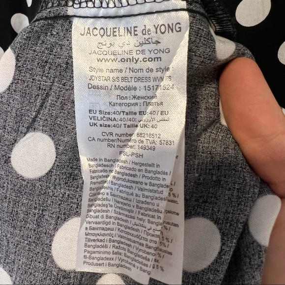 JDY Star Polka Dot Short Sleeve Midi Dress in Black - Picture 8 of 10